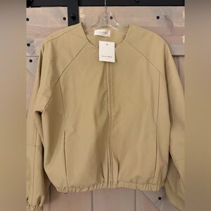 NWT Elle Grey Faux Leather Bomber Jacket